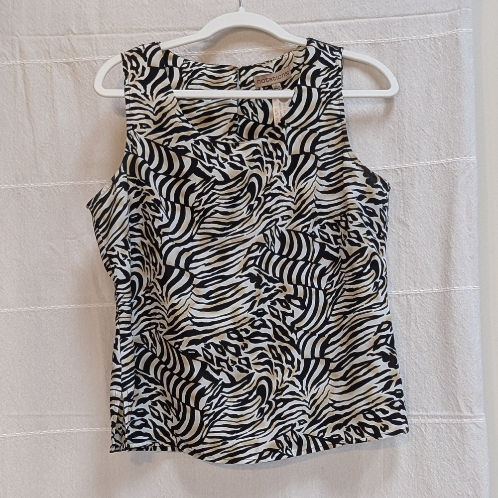 Notations Zebra Print Sleeveless Blouse